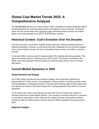Global Coal Market Trends 2025: A Comprehensive Analysis