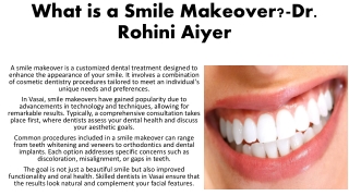 What is a Smile Makeover-Dr. Rohini Aiyer