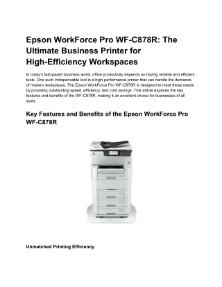 Epson WF-C878R: High-Performance Professional Printer for Businesses