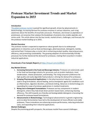 Protease Market Investment Trends and Market Expansion to 2033