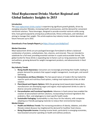 Meal Replacement Drinks Market Regional and Global Industry Insights to 2033