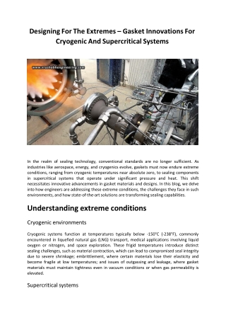 Designing For The Extremes – Gasket Innovations For Cryogenic And Supercritical