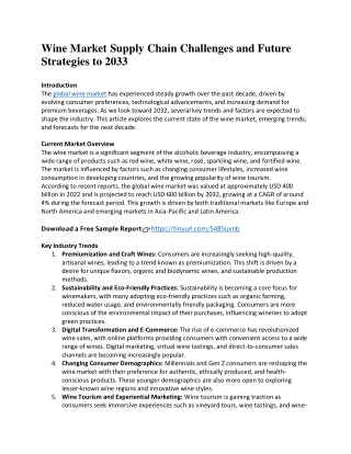 Wine Market Supply Chain Challenges and Future Strategies to 2033