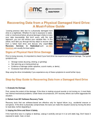 Recovering Data from a Physical Damaged Hard Drive A Must-Follow Guide