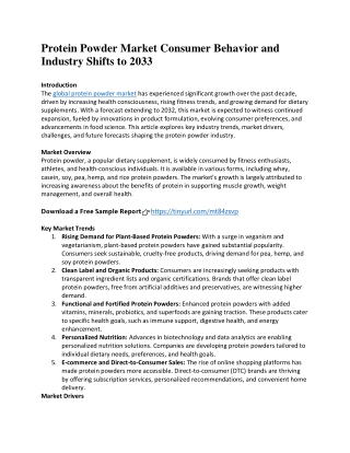 Protein Powder Market Consumer Behavior and Industry Shifts to 2033