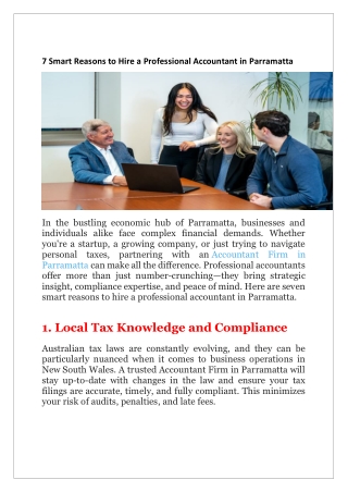 7 Smart Reasons to Hire a Professional Accountant in Parramatta