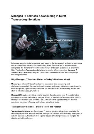 Managed IT Services & Consulting in Surat – Transcodezy Solutions
