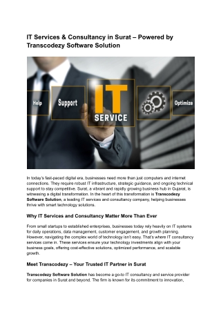 IT Services & Consultancy in Surat – Powered by Transcodezy Software Solution