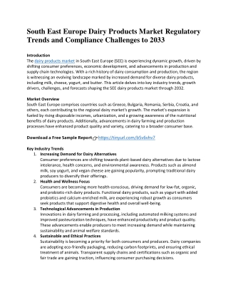 South East Europe Dairy Products Market Regulatory Trends and Compliance Challen