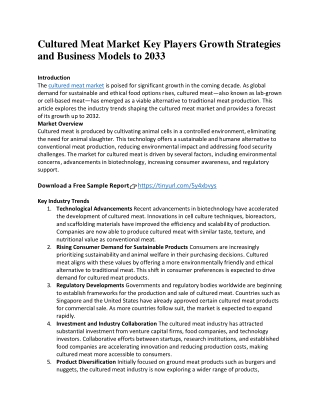 Cultured Meat Market Key Players Growth Strategies and Business Models to 2033