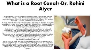 What is a Root Canal-Dr. Rohini Aiyer