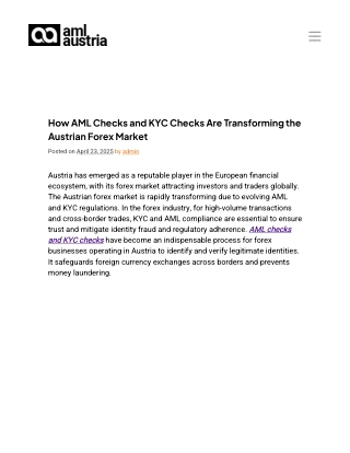 How AML Checks and KYC Checks Are Transforming the Austrian Forex Market