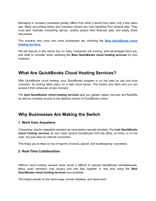 Why Businesses Are Switching to the Best QuickBooks Cloud Hosting Services in 2025