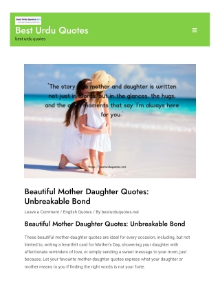 Beautiful Mother Daughter Quotes
