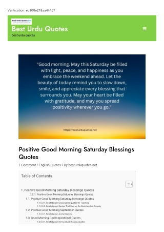 Positive Good Morning Saturday Blessings Quotes​