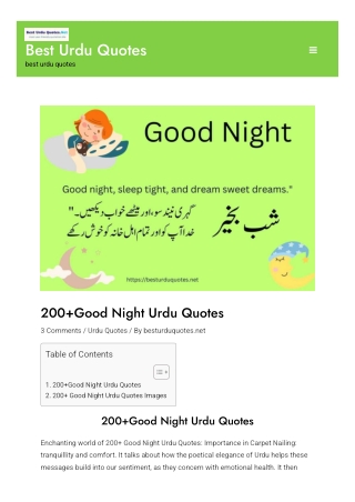 200 Good Night Urdu Quotes