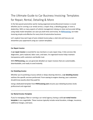 The Ultimate Guide to Car Business Invoicing Templates for Repair, Rental, Detailing & More
