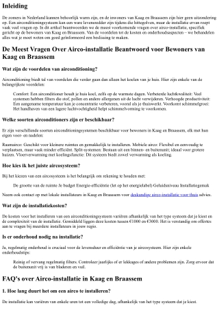 De Meest Vragen Over Airco-installatie Beantwoord voor Bewoners van Kaag en Braa