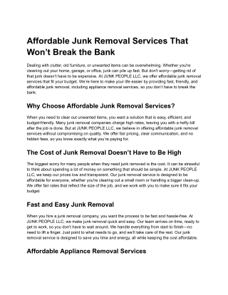Affordable Junk Removal Services That Won’t Break the Bank