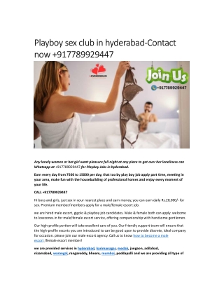 Playboy sex club in hyderabad-Contact now  917789929447