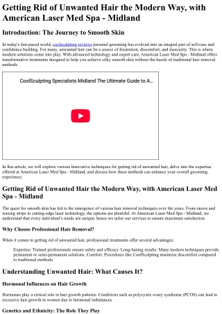 Getting Rid of Unwanted Hair the Modern Way, with American Laser Med Spa - Midla