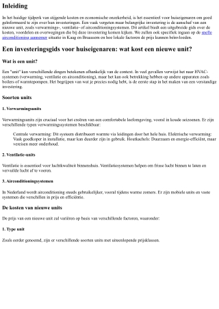 Een investeringsgids voor huiseigenaren: wat kost een nieuwe unit?