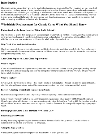 Windshield Replacement for Classic Cars: What You Should Know