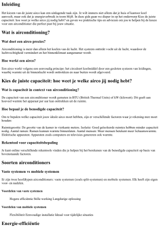 Kies de juiste capaciteit: hoe weet je welke airco jij nodig hebt?