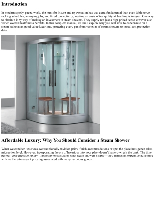 Affordable Luxury: Why You Should Consider a Steam Shower