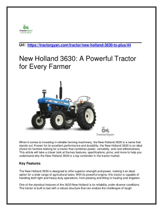 New Holland 3630 A Powerful Tractor for Every Farmer