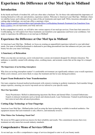 Experience the Difference at Our Med Spa in Midland