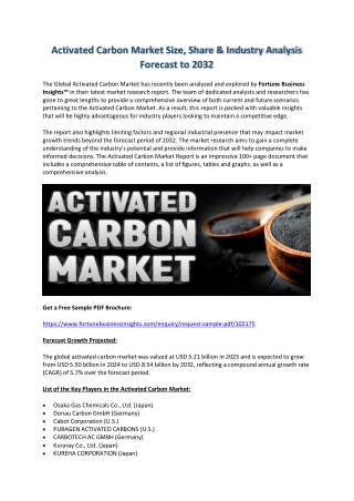 Activated Carbon Industry Size, Share, and Future Trends to 2032