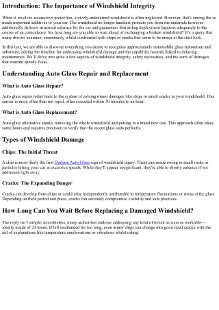 How Long Can You Wait Before Replacing a Damaged Windshield?
