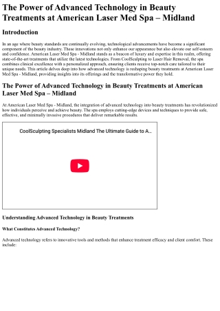 The Power of Advanced Technology in Beauty Treatments at American Laser Med Spa