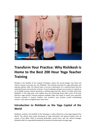 Transform Your Practice: Why Rishikesh is Home to the Best 200 Hour Yoga Teacher