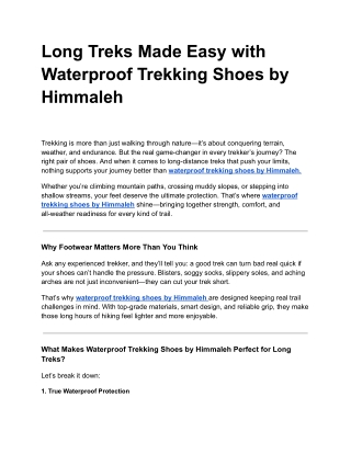 Long Treks Made Easy with Waterproof Trekking Shoes by Himmaleh