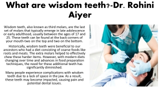 What are wisdom teeth-Dr. Rohini Aiyer