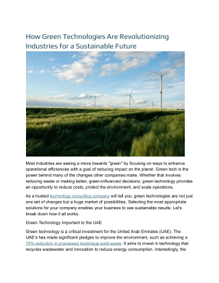 _How Green Technologies Are Revolutionizing Industries for a Sustainable Future..docx