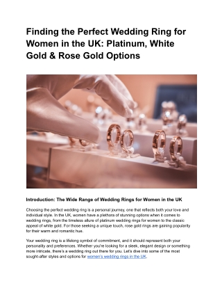 Platinum Wedding Rings: A Lasting Investment for Women