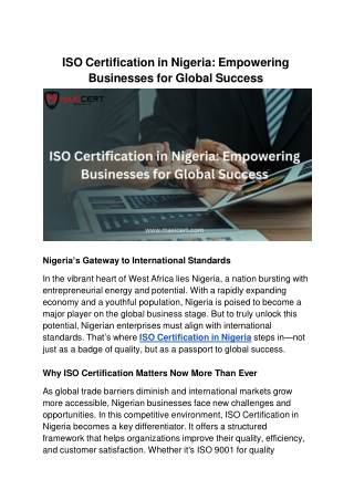 ISO Certification in Nigeria_ Empowering Businesses for Global Success