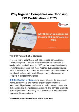 Why Nigerian Companies are Choosing ISO Certification in 2025