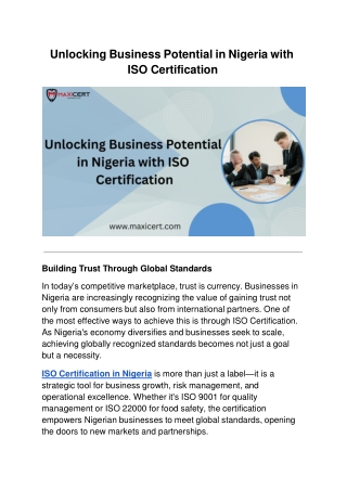 Unlocking Business Potential in Nigeria with ISO Certification