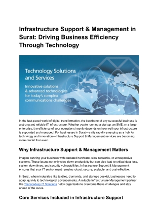 Infrastructure Support & Management in Surat_ Driving Business Efficiency Through Technology