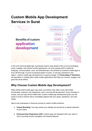 Custom Mobile App Development Services : Transcodezy IT Solution