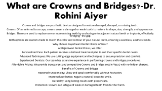 What are Crowns and Bridges-Dr. Rohini Aiyer