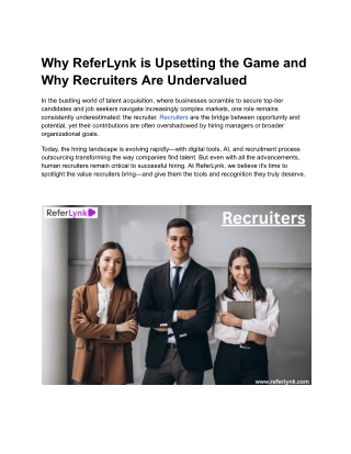 Why Recruiters Are Undervalued
