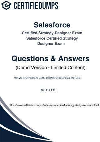 Pass Salesforce Strategy Designer Exam – Dumps PDF at Certifedumps.com