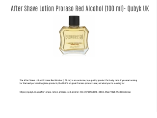 After Shave Lotion Proraso Red Alcohol (100 ml) - Qubyk UK