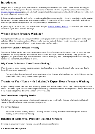 Transform Your Home with Lakeland's Expert House Pressure Washing