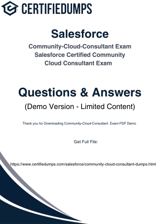 Salesforce Community Cloud Consultant Dumps PDF – Certifedumps.com